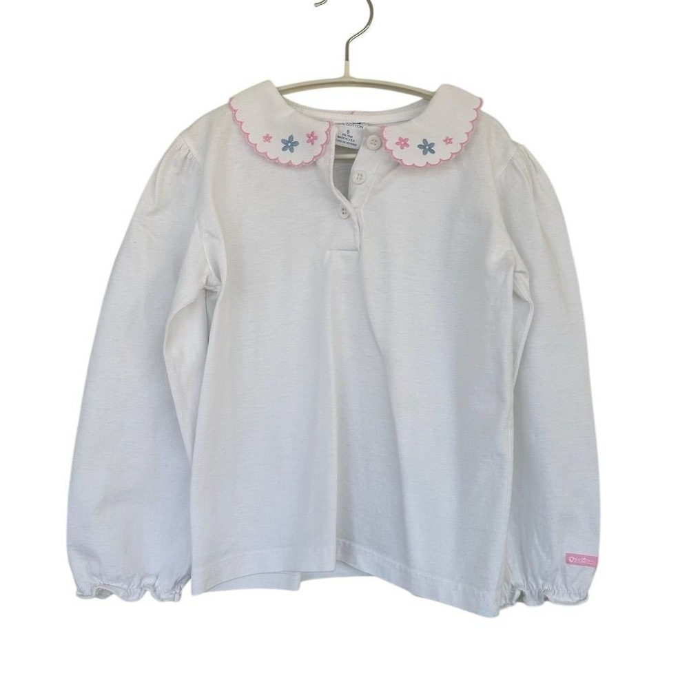 VTG 90s Y2K OshKosh B'gosh Girls Floral Blouse Sz 6 USA Union Made Cottage core